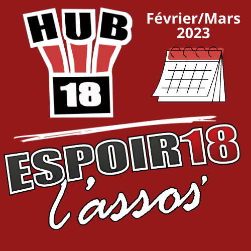Illustration calendrier l'Assos et Hub 18 pour février/ mars 2023