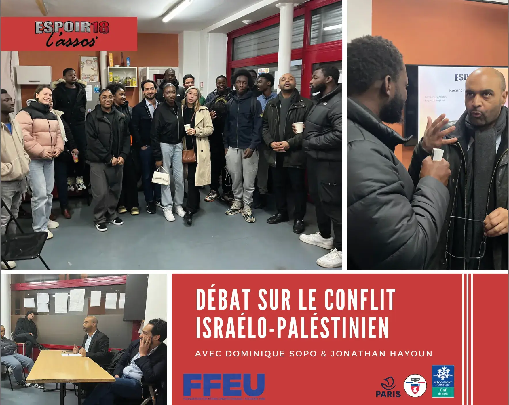 Montage photo sur le débat israélo-palestinien organisé par l'Assos' et Espoir 18